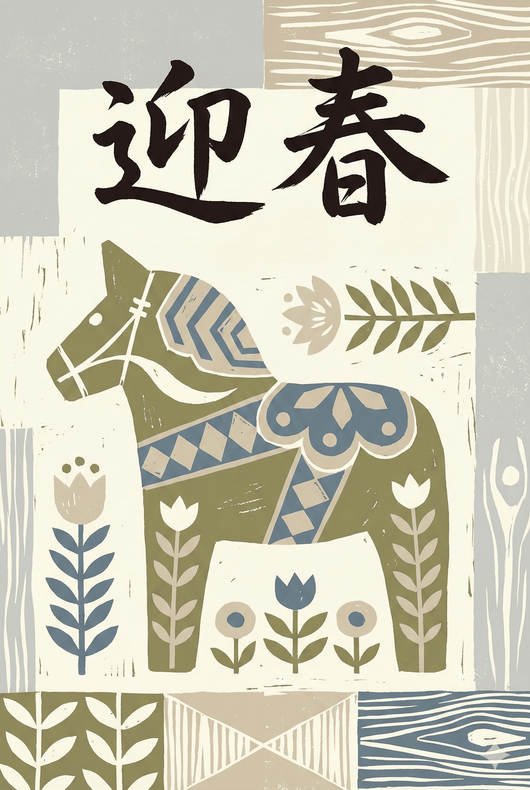 ナノバナナで作成した年賀状（2026年午年）かわいいイラスト