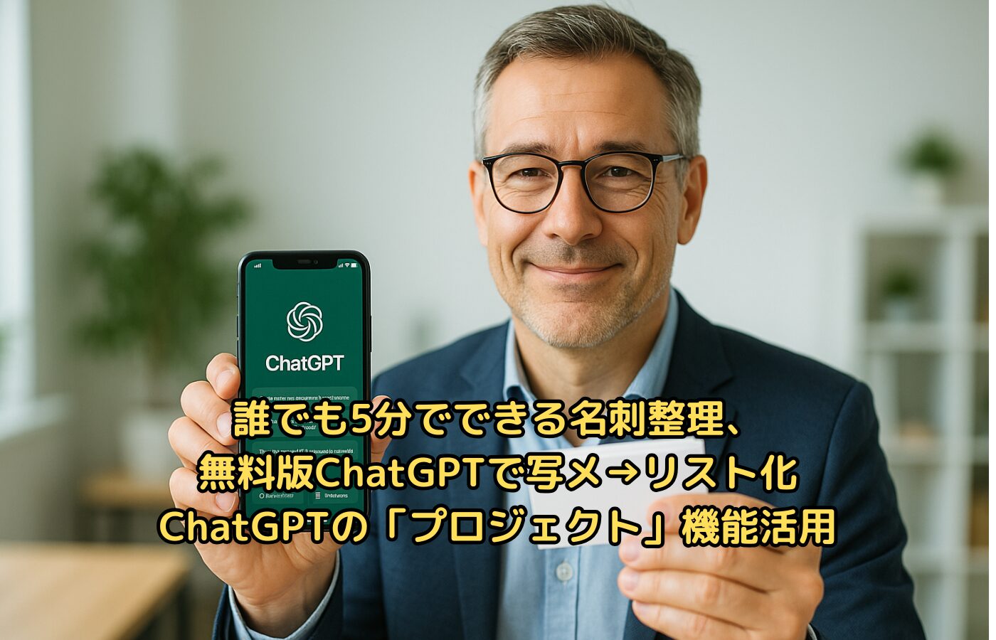 誰でも5分でできる名刺整理、無料版ChatGPTで写メ→リスト化（プロジェクト機能活用）