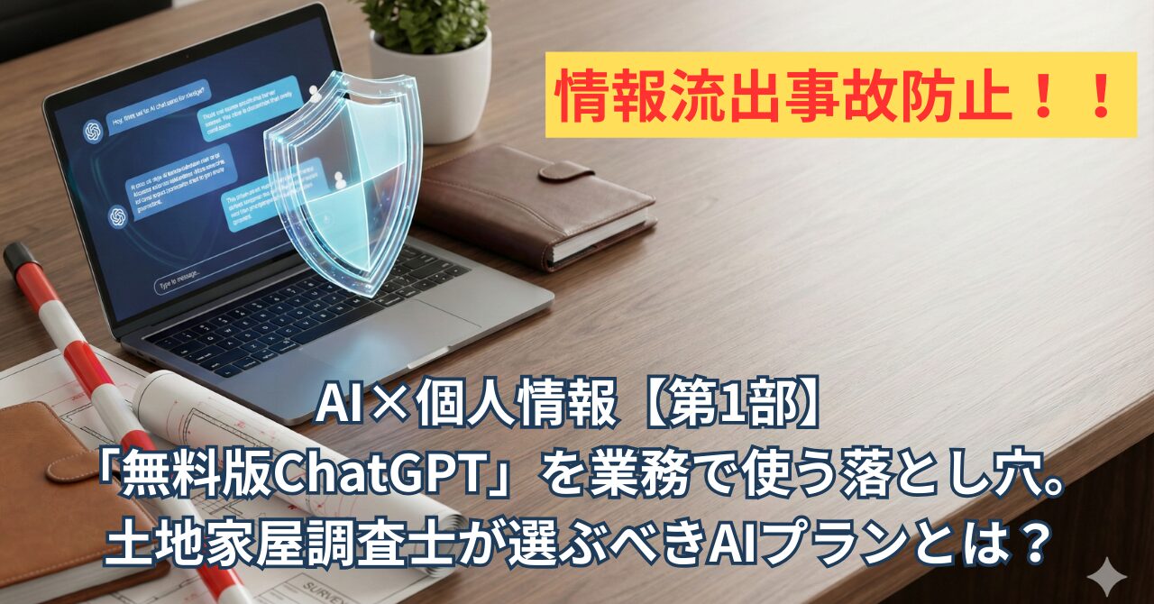 【AI×個人情報】第1部 「無料版ChatGPT」を業務で使う落とし穴。土地家屋調査士が選ぶべきAIプランとは？