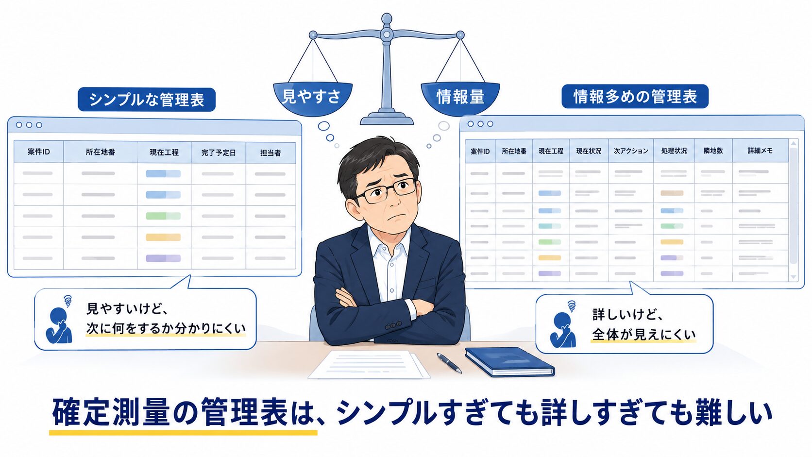 立会い管理表の悩み