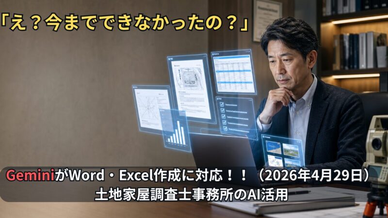 「え？今までできなかったの？」GeminiがWord・Excel作成に対応！！（2026年4月29日）｜（土地家屋調査士事務所のAI活用）