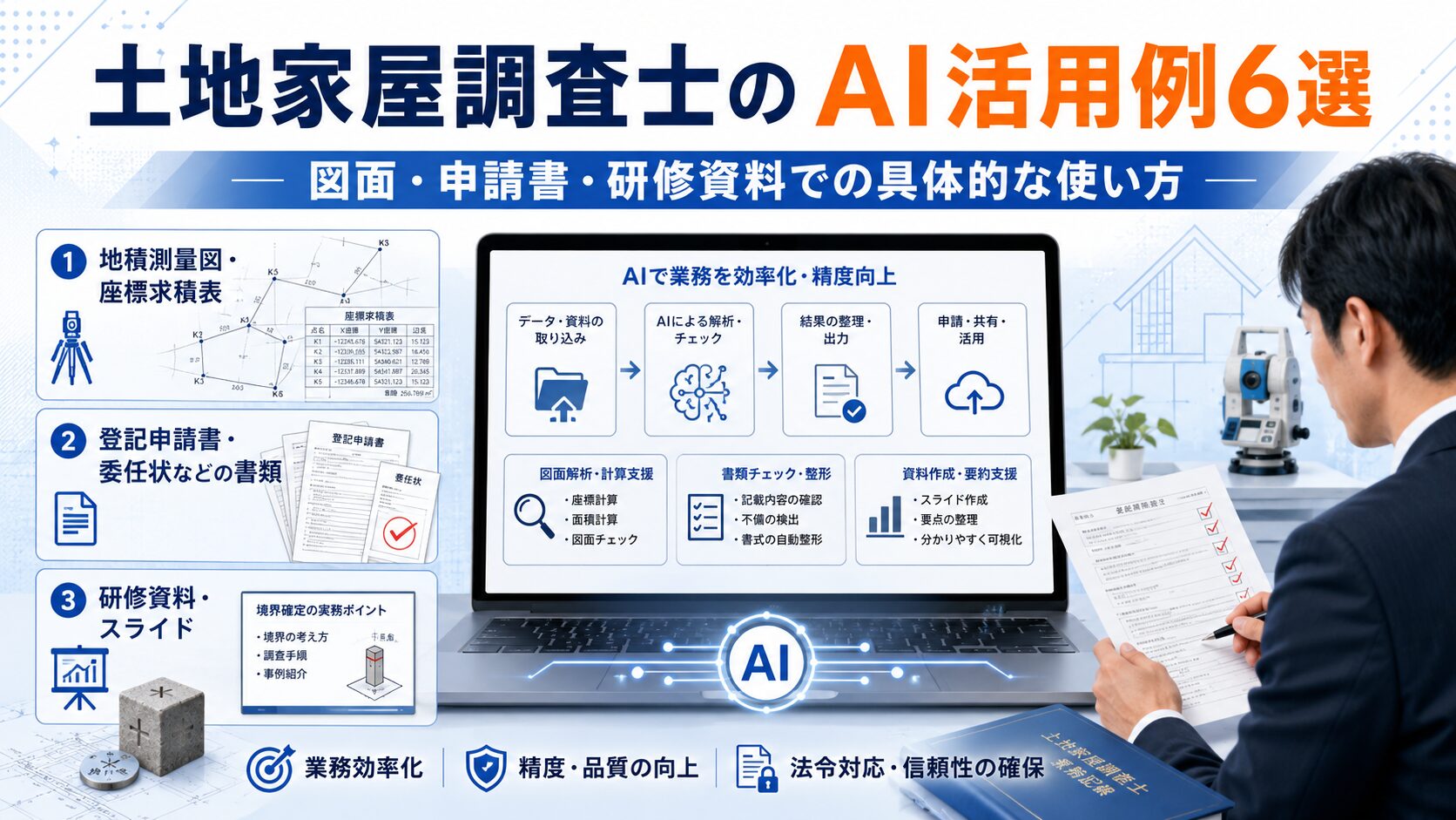 土地家屋調査士のAI活用例6選｜図面・申請書・研修資料での具体的な使い方