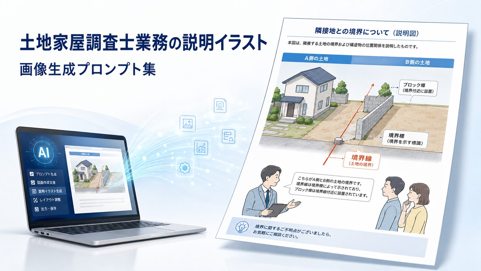 土地家屋調査士業務の説明イラスト・画像生成プロンプト集