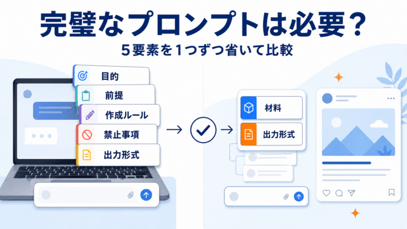 完璧なプロンプトは必要？条件を省いても使えたもの、使えなかったもの 